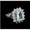 Image 1 : 14KT White Gold 3.96 ctw Aquamarine and Diamond Ring