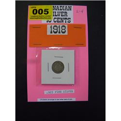 CDN 1918 .925 FINE SILVER DIME
