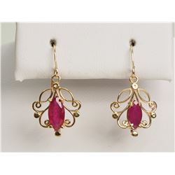 14K Yellow Gold Ruby (2.80ct) Earrings, Insurance Value $1599