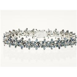 Sterling Silver Sapphire (60.0) Bracelet, Insurance Value $1420