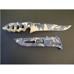 NEW BLUE CAMO KNIFE W/SHEATH