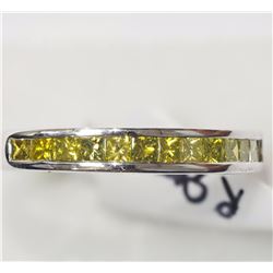 10K White Gold 13 Princess Cut Yellow Diamonds (0.60ct) Ring, Insurance Value $2000