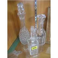 3 CRYSTAL LIQUOR DISPENSERS