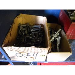 2 BOXES OF MISC SOCKETS/PULLERS/MUFFLER CLAMPS/ETC