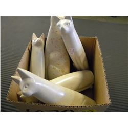 BOX OF HAND CARVED AFRICAN FIGURINES