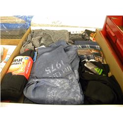 BOX OF MISC SOCKS/KIDS CLOTHES/BOXERS/ETC