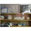 Image 1 : 3 SHELVES OF MISC PILLOWS/PICTURE FRAMES/BATHROOM SUPPLY/ETC