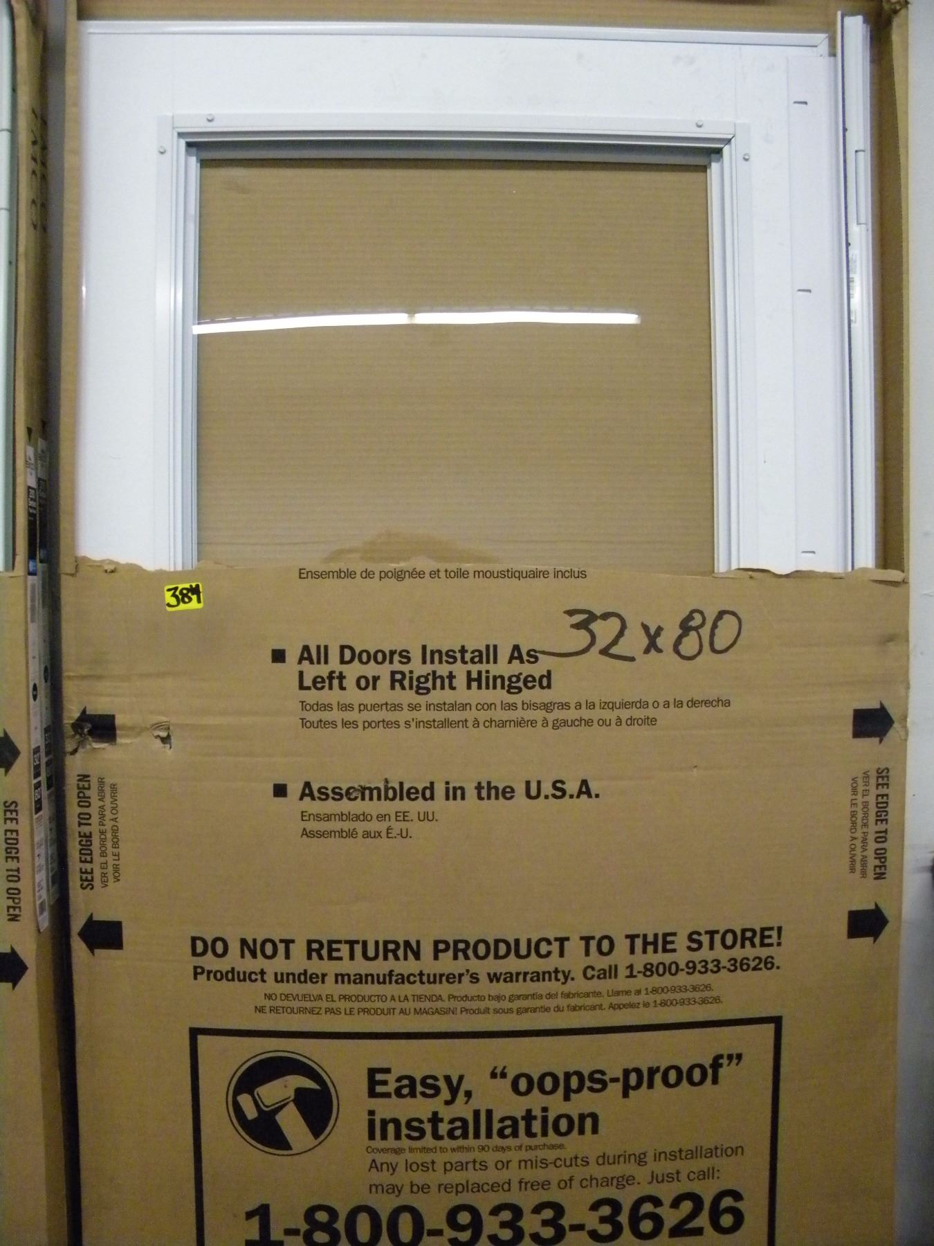 New White Emco 700 Series 32x80 Storm Door Left Or