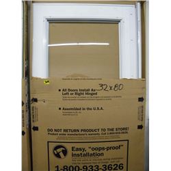 (NEW) WHITE EMCO 700 SERIES 32X80 STORM DOOR (LEFT OR RIGHT HAND HINGE)