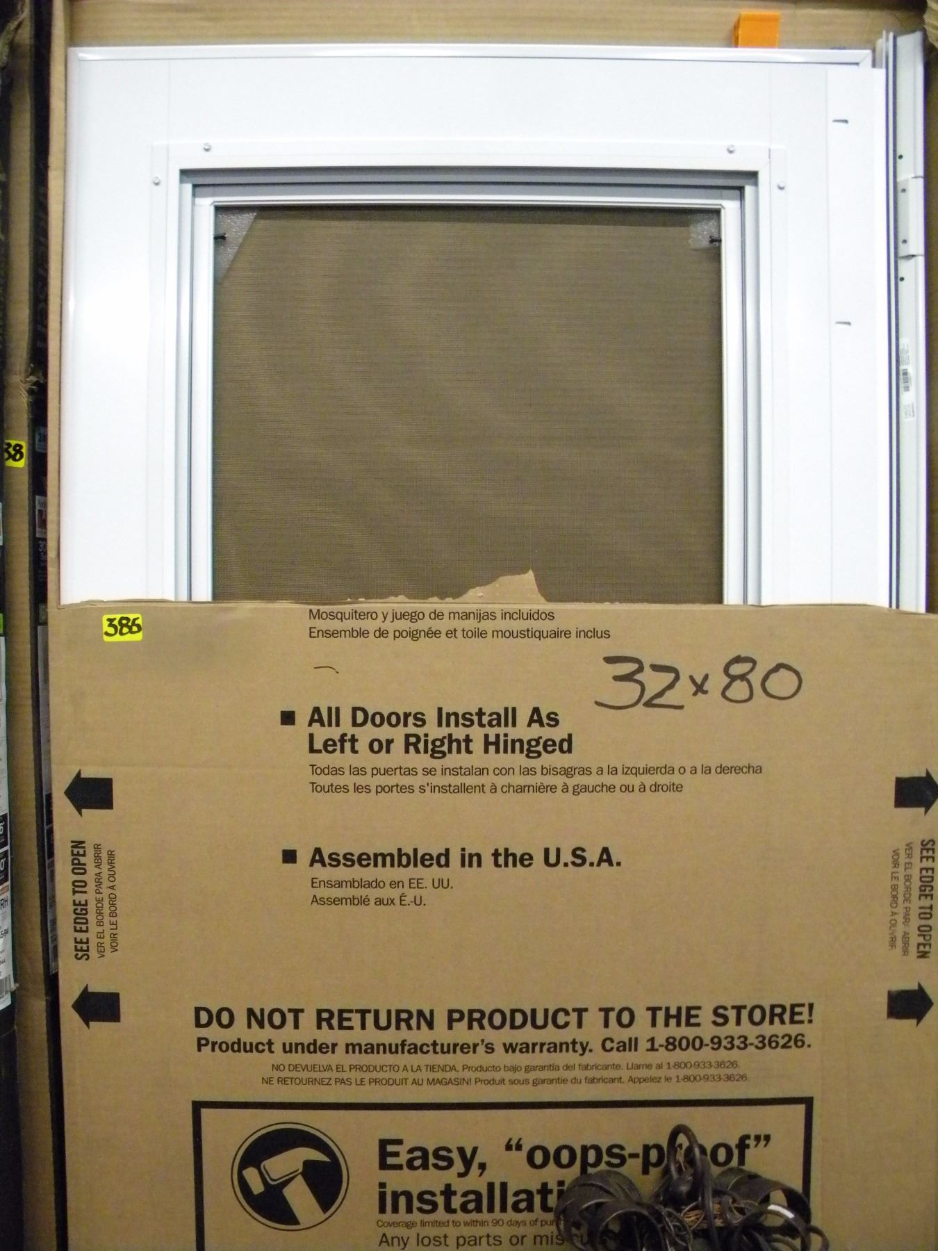 New White Emco 200 Series 32x80 Storm Door Left Or