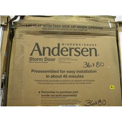 (NEW) SAND TONE ANDERSEN 3000 SERIES 36X80 (RIGHT HAND) STORM DOOR SCREEN INCLUDED