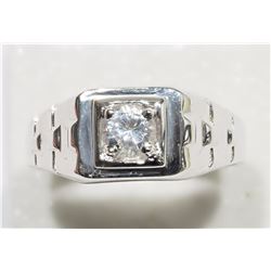 #8-STERLING SILVER CUBIC ZIRCONIA MEN'S RING