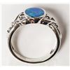 Image 2 : #14-STERLING SILVER CREATED OPAL RING