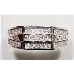 #34-STERLING SILVER CUBIC ZIRCONIA MEN'S RING