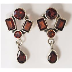 #43-STERLING SILVER GARNET EARRINGS