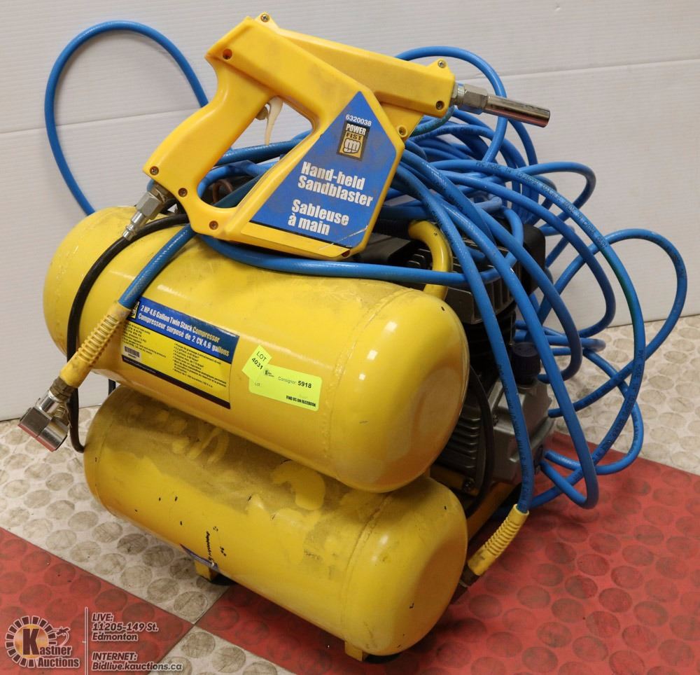 POWER FIST 2HP 4.6 GALLON TWIN STACK COMPRESSOR