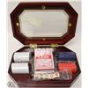 Image 1 : NEW POKER SET IN WOOD HINGED CASE
