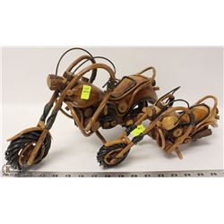 SET OF 2 WOOD MOTORCYCLE DECORATIONS