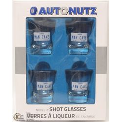 NEW 4PC AUTONUTZ MAN CAVE SHOT GLASSES