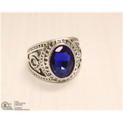 BLUE SAPPHIRE & CLEAR CRYSTAL RING