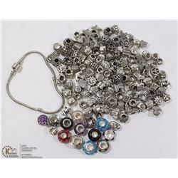 LOT OF 120+ PANDORA STYLE CHARMS W/ 7" PANDORA