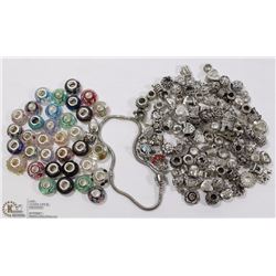 LOT OF 120+ PANDORA STYLE CHARMS W/ 7" PANDORA