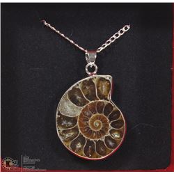 1.5" AMMONITE PENDANT ON A .925 STERLING SILVER