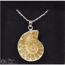 1.5" AMMONITE PENDANT ON A .925 STERLING SILVER