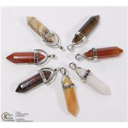LOT OF 7 SEMI PRECIOUS STONE PENDANTS