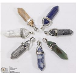 LOT OF 7 SEMI PRECIOUS STONE PENDANTS