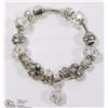 Image 1 : PANDORA STYLE BRACELET W/ CLEAR GLASS AND SILVER