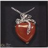 Image 1 : RED AGATE HEART PENDANT W/ .925 STERLING SILVER