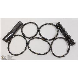 BOX OF 7 MAGNETIC HEMATITE BRACELETS