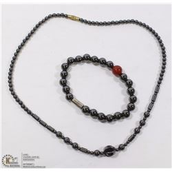 HEMATITE NECKLACE AND BRACELET SET