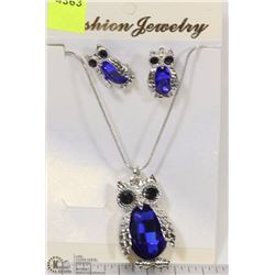 AUSTRIAN CRYSTAL OWL NECKLACE SET