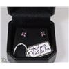 Image 1 : STERLING .925 SILVER EARRINGS W/ CUBIC PINK STONES