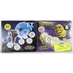 TWO SEALED REEL COINZ SETS: SHREK AND ET