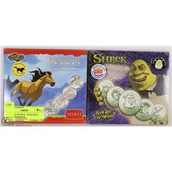 TWO SEALED REEL COINZ SETS: SPIRIT AND SHREK
