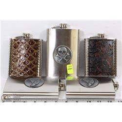 LOT OF 5 ASSORTED STAINLESS STEEL FLASKS