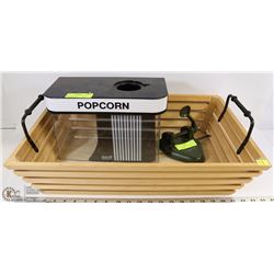 LARGE WOOD BASKET SOLD W/ ANTIQUE HOLE PUNCH & AIR