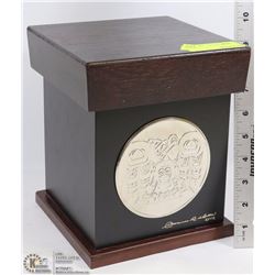 WOODEN CONTAINER W/ NATIVE ART