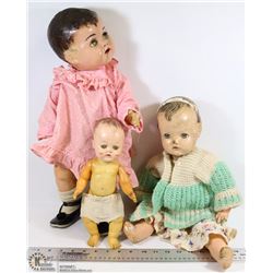LOT OF 3 VINTAGE DOLLS INCL DEE & CEE DOLL TOY