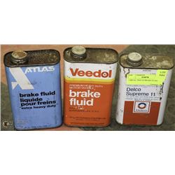 3 METAL TINS OF BRAKE FLUID