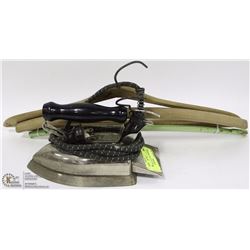 COLLECTIBLE ELECTRIC IRON AND CLOTHES HANGERS