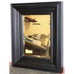BEVELED MIRROR IN THICK BLACK FRAME