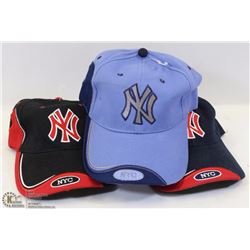 LOT OF 3 NYC BALLCAPS - SIZE ADJUSTABLE