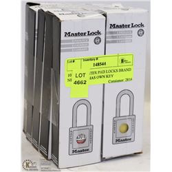 10 NEW MASTER PAD LOCKS BRAND NEW EACH HAS OWN KEY