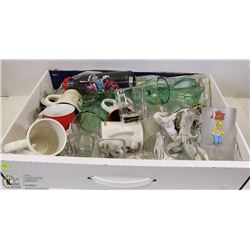 LARGE FLAT W/ TIM HORTON'S CUPS, BEER