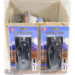 CASE OF 12 NEW SE SPORTING KNIFE W/ STAINLESS