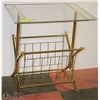 Image 1 : BRASS TONE & GLASS MAGAZINE RACK